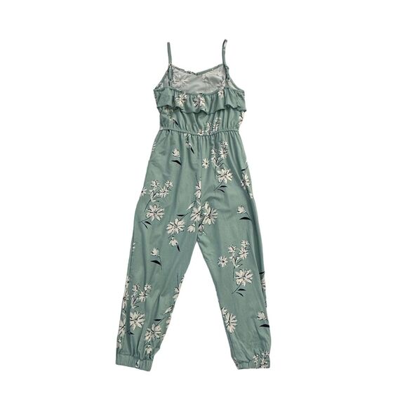 Girls Mint Green Ruffle Jumpsuit Size M Flowy Floral Boho Spring Outfit - Picture 10 of 13